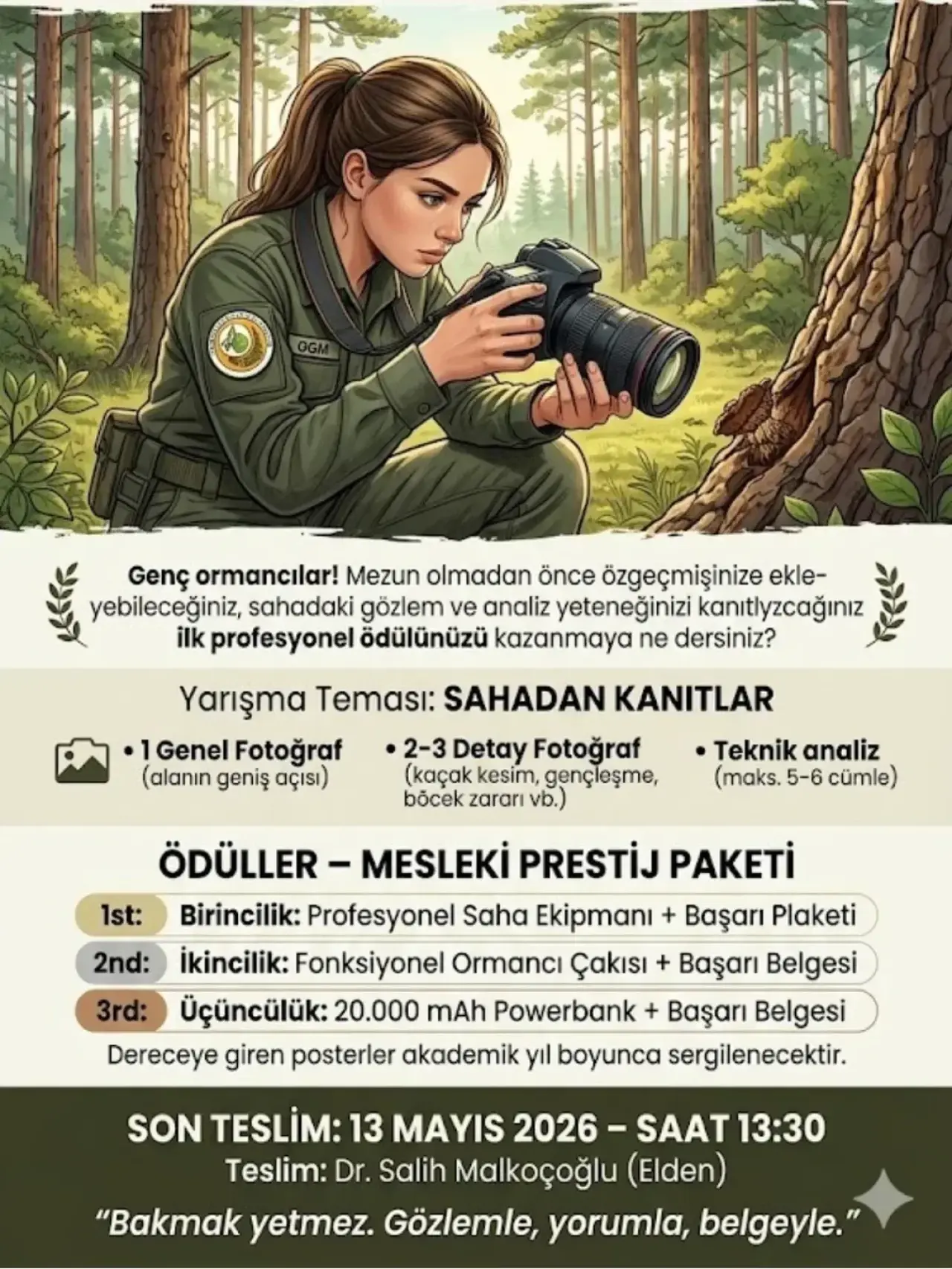 Köyceğiz Meslek Yüksekokulu Ormancılık Bölümü öğrencileri için “Ormancılıkta Görsel Gözlem: Sahadan Kanıtlar” temalı poster yarışması düzenleniyor